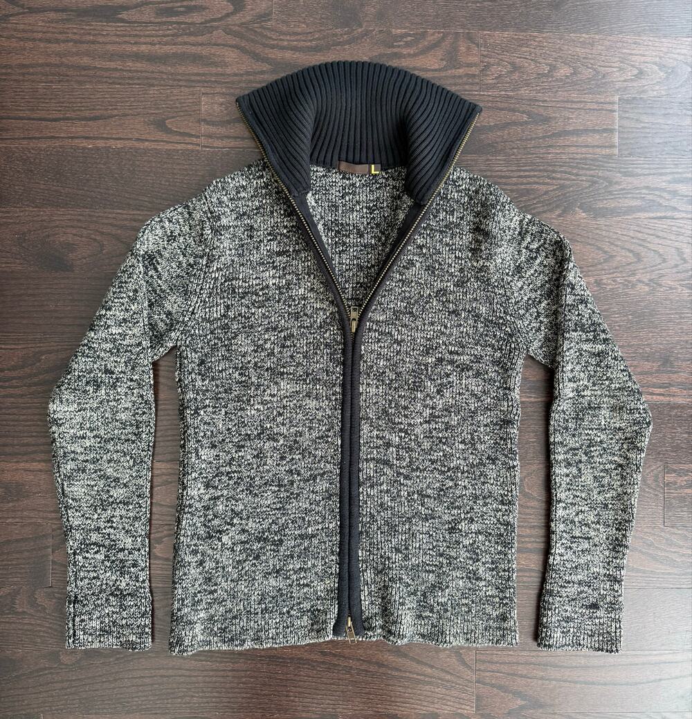 Vintage Mito Zip-Up Sweater With Ribbed Collar (Size Large)